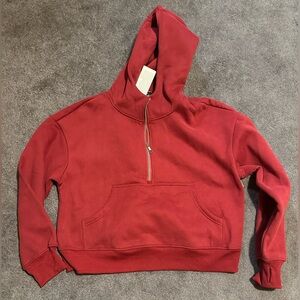 Cozy Red Half-Zip Women's Hoodie